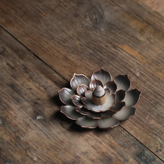 Incense Stick Holder Alloy Lotus Line Incense Burner Yoga Sage Sandalwood Coil Base Bronze Crafs Home Decor Christmas Gift