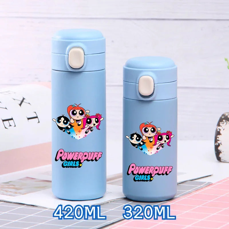 320ml/420ml The Powerpuff Girls Portable Large Capacity Sport Water Bottle Children Drinking Cup Thermal Stainless Steel