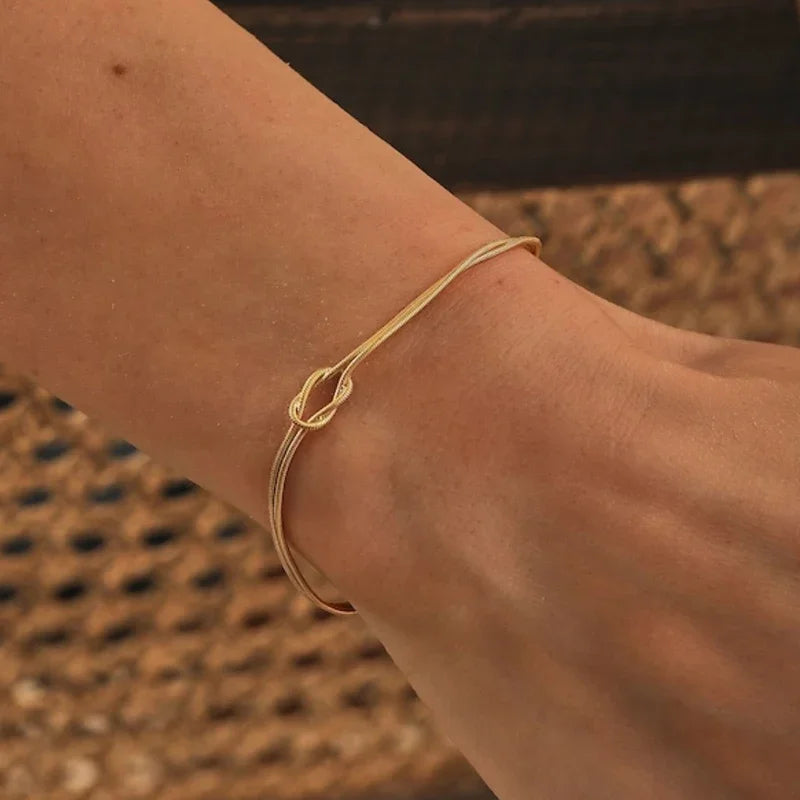 Love Knot Bracelets in 14K Gold Stainless Steel, Couples Best Friend Bracelet, Birthday Gift for BFF, Dainty Friendship Jewelry
