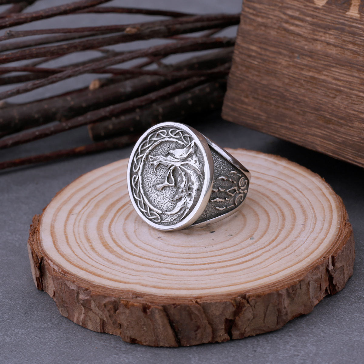 316L Stainless Steel Viking Animal Wolf Head Hunting Game Ring Man Hunter Wolf Claw Fashion Ring Punk Hip Hop Biker Jewelry Gift