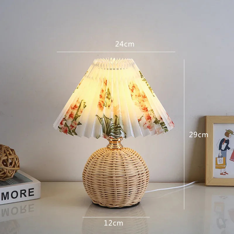 Nordic Ins Wind Internet Red Desk Lamp For Girls Warm Night Light High End Pleated Bedroom Bedhead Desk Lamp