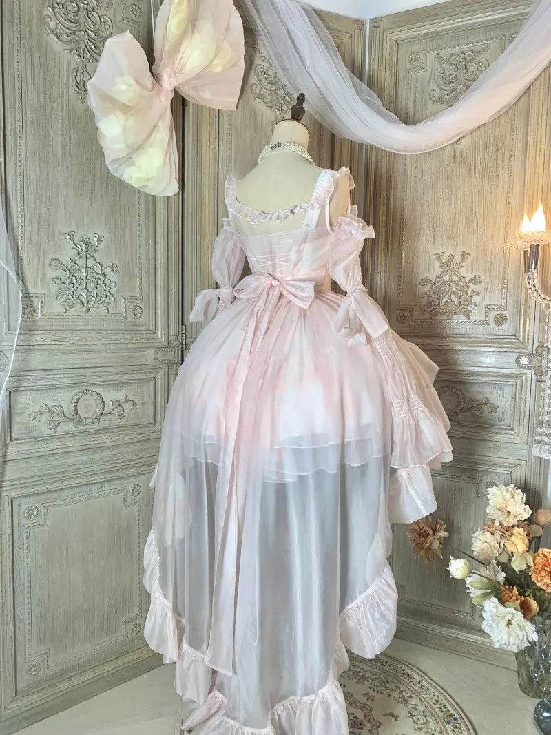 Japanese Lolita Y2k Princess Tutu Vestidos Trailing Big Bow High-end Light Luxury Birthday Dress Slim Fit Wedding Dresses Female