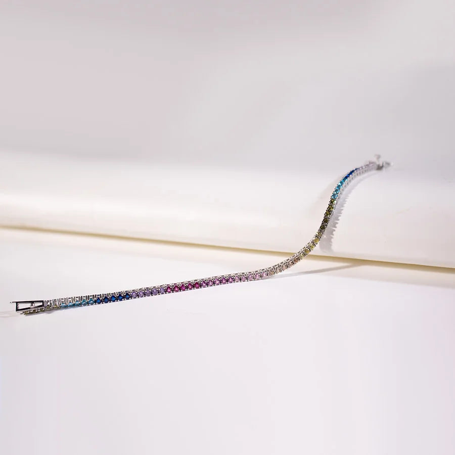 2mm Rainbow Tennis Bracelet Silver 925 Bracelet luxury Bracelets with Exquisite Box 2024 Woman
