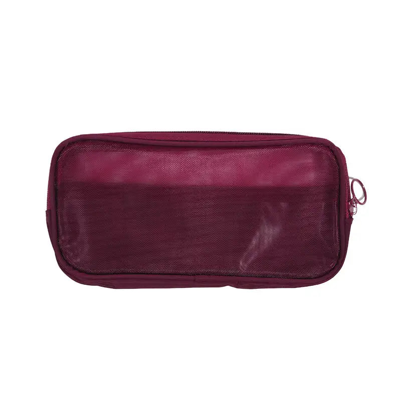 Transparent Mesh Makeup Bag Women Travel Toiletry Wash Cosmetic Bag Storage Case Letter Printed Zipper Make Up Bags 3 Size