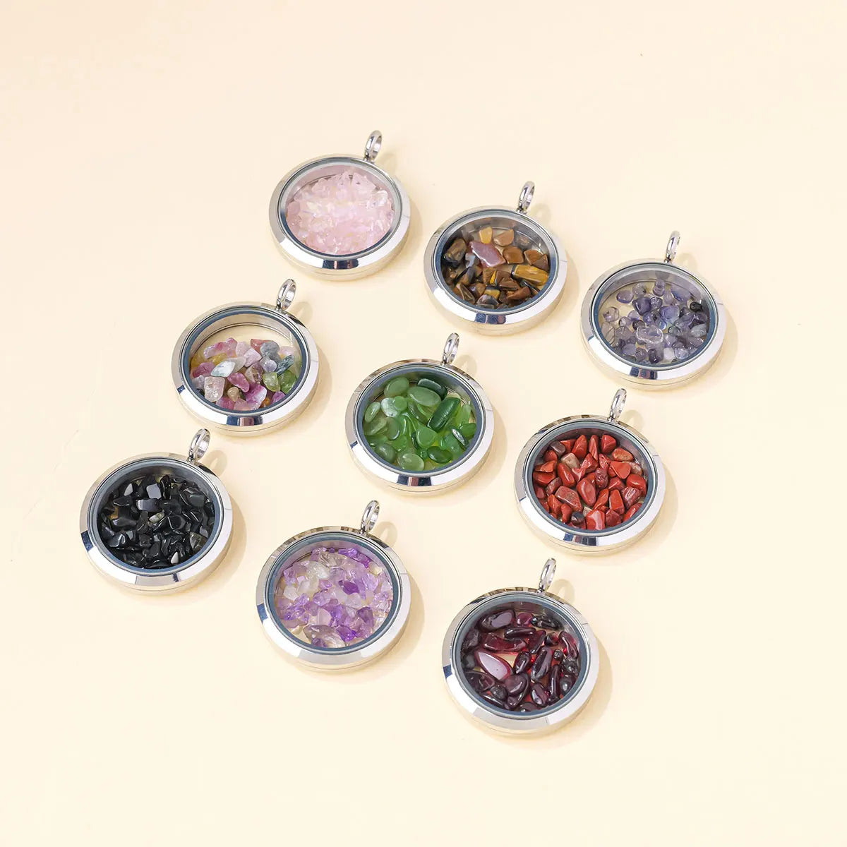 1PC Natural Crystal Rose Quartz Amethyst Tumbled Stone Energy Pendant Valentine Day Accessorize Fashion Gift