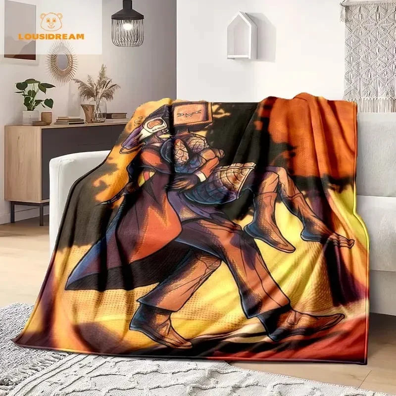 Skibidi Toilet Funny Flannel Blanket Flannel Warm Blanket Adults 3D Printed Coverlet Man Cave Sofa Camping Decor Christmas Gift