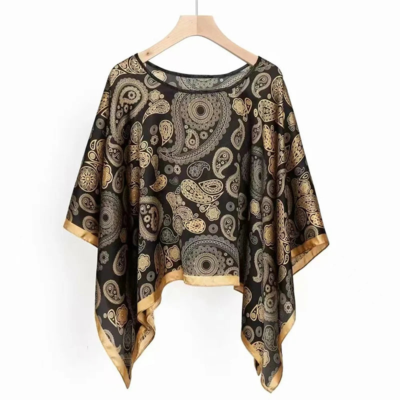 2024 Shawls Summer Beach Sexy Women Fashion Print Chiffon Smock Bikini Cover Up Loose Blouse Sunscreen Comfortable Poncho Hot