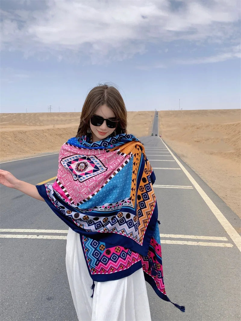Travel Beach Sunscreen Scarves for Women Bikini Large Sarong Wrap Scarf Brazilian Swimsuit Bathing Cover-ups 17 Styles 90x180cm