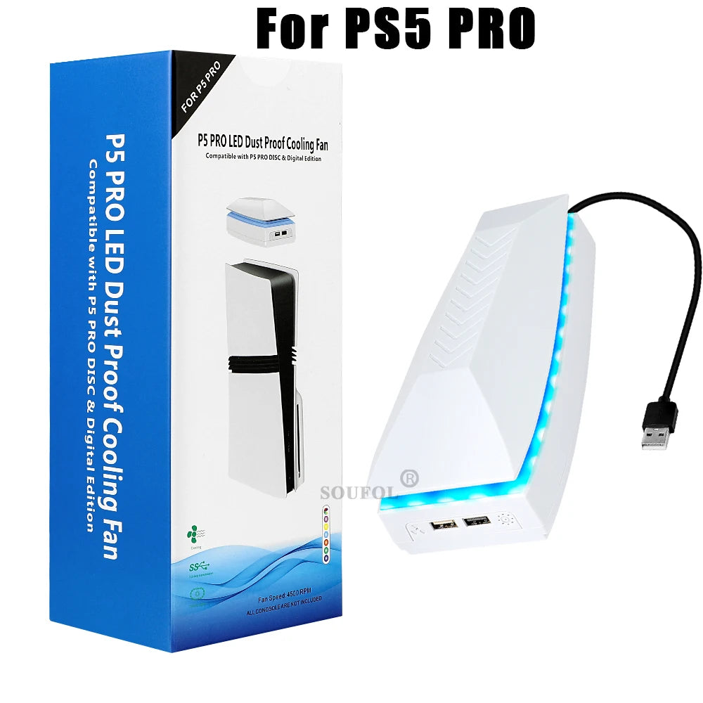 NEW Top Cooling Fan For PS5 pro Dust-proof Upper RGB Game Cooler Stand Heat Dissipation Cooling System for PS5/PS5 Slim/PS5 PRO