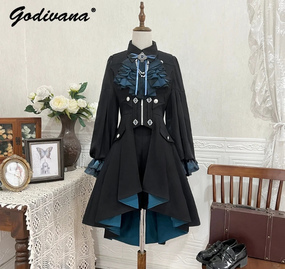 Original Dark Goth Prince Clothing Set New Spring Summer Women's Cool Black Shirt Irregular Vest Shorts 3 Piece Suit Outfits