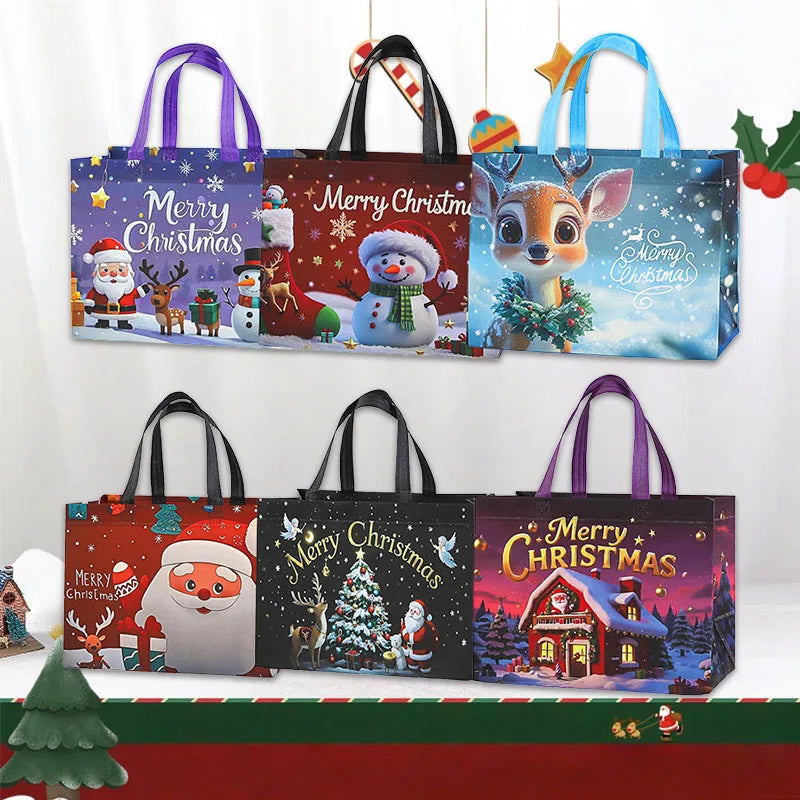 Large Christmas Gift Bags - Reusable Non-Woven Christmas Gift Bags with Handles for Holiday Xmas Party Gifts Wrapping Shopping