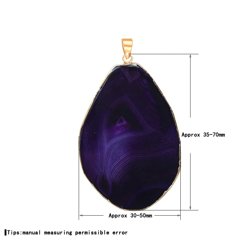 Irregular Striped Agate Slices Pendant Necklace Rough Stone Pendant for Women Girls