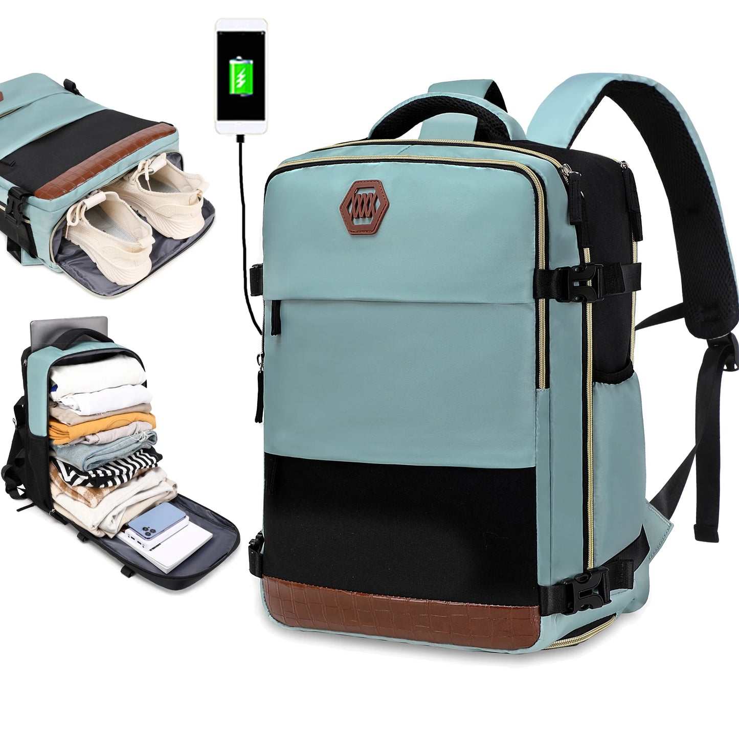 Travel backpack, can hold 15.6-inch laptop backpack, suitable for men and women with waterproof shoe compartment backpack