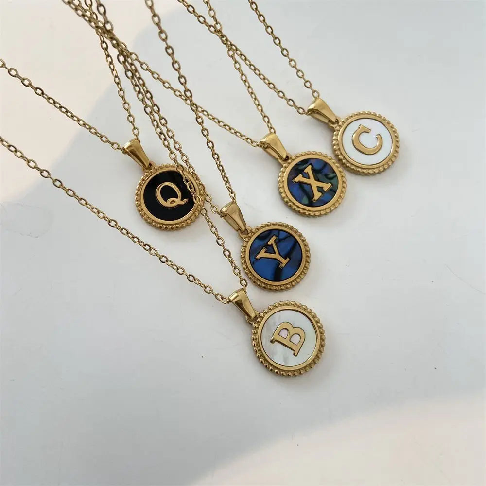 CARLIDANA Chunky 18k Gold Plated Bubble Letter Pendant Necklace Large Hollow PVD Gold Plated Initial Letter Necklace for Women