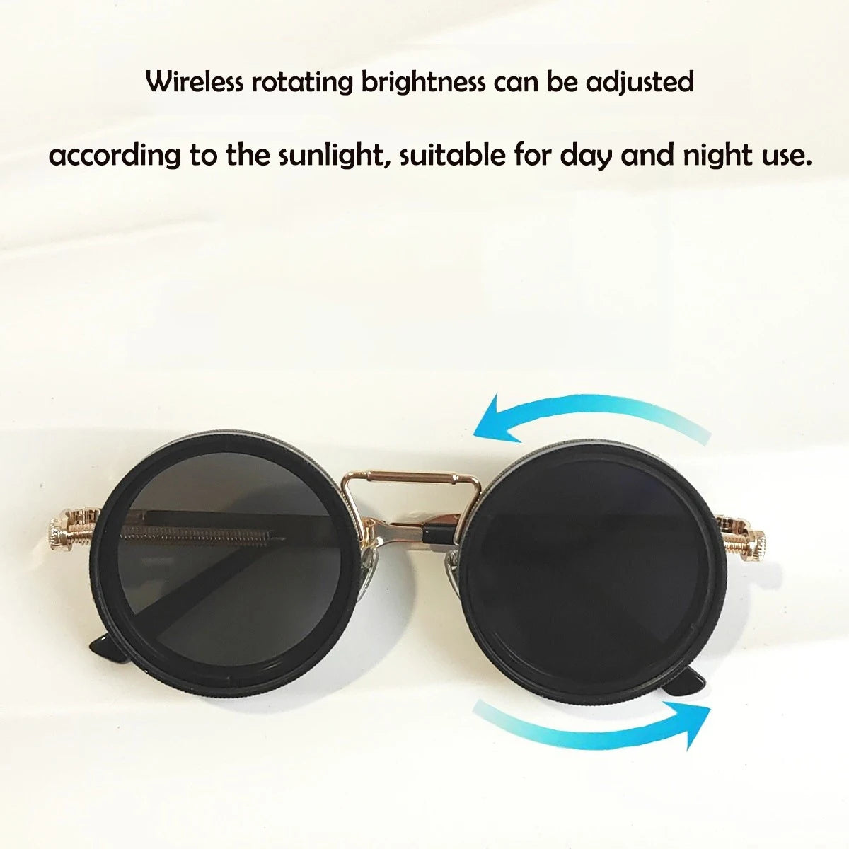KLASSNUM ND Sunglasses Dimming Glasses Men Outdoor Polarized Sun Glasses Retro Punk Round Frame Women ND9 Tint Eyepiece New In