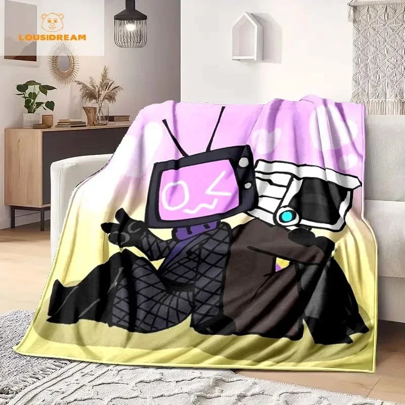 Skibidi Toilet Funny Flannel Blanket Flannel Warm Blanket Adults 3D Printed Coverlet Man Cave Sofa Camping Decor Christmas Gift