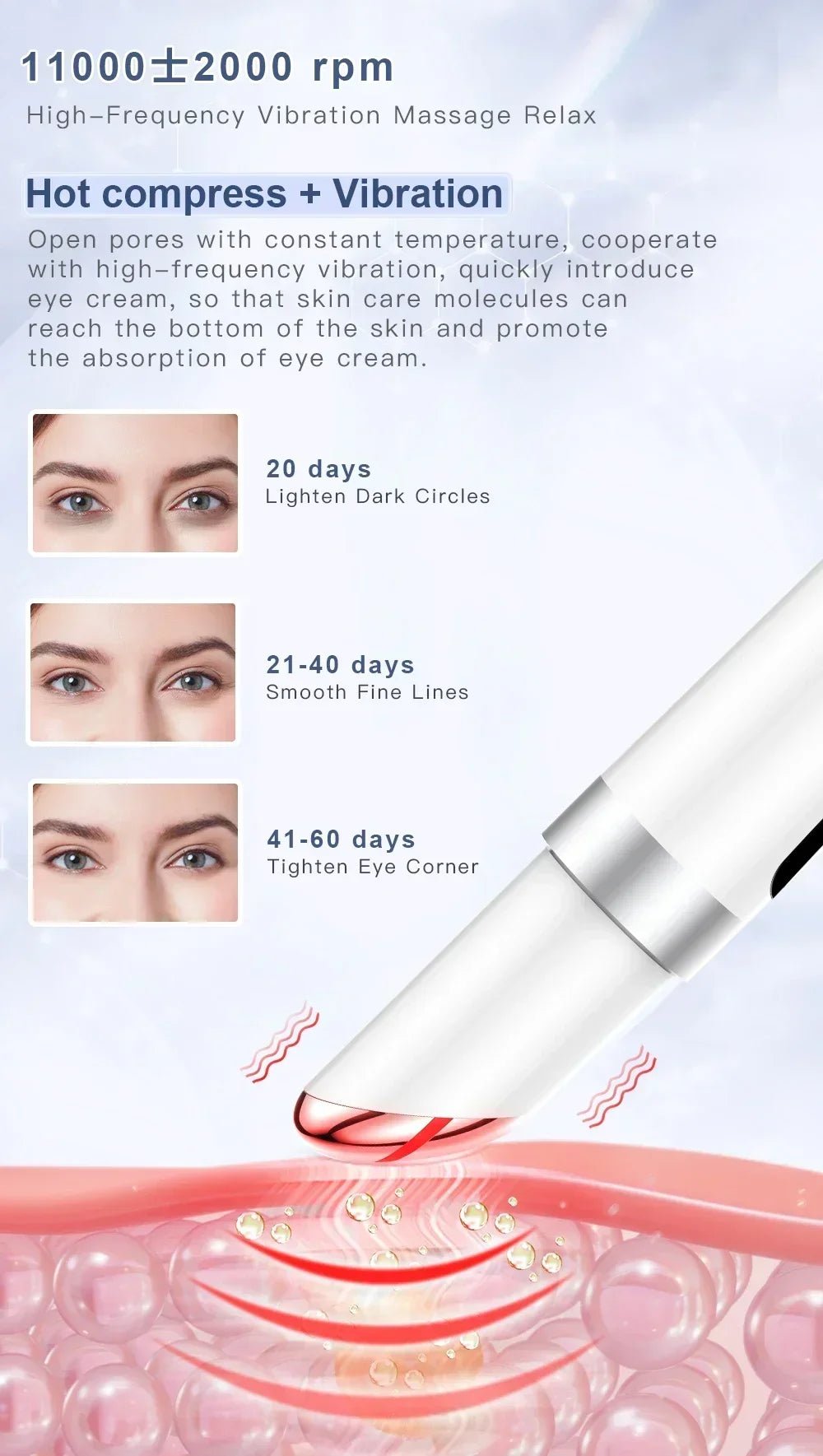 Electric Eye Massager EMS Microcurrent Skin Lifting Reduce Eye Wrinkles Remove Dark Circles Hot Vibration Beauty SkinCare Device