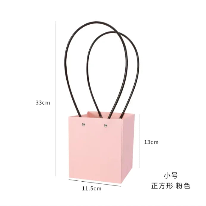 10pcs Christmas Gift Flower Kraft Paper Handbag Flower Arrangement Portable Box Rectangular Trapezoidal Flower Handheld Gift Box