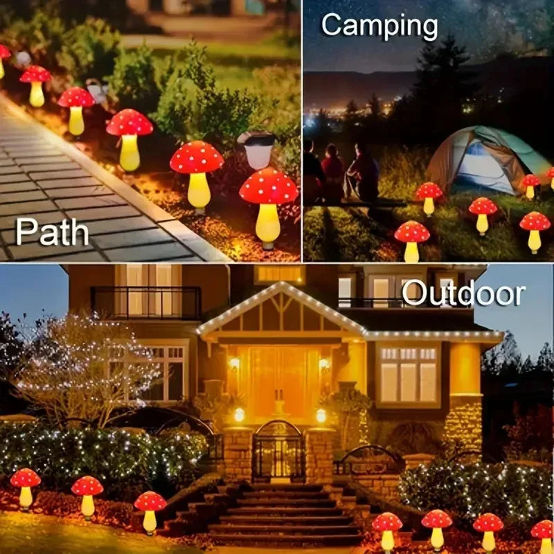 Outdoor Solar Mushroom Lights 8 Modes Garden Holiday Festive Lights for Christmas Yard Camping Pathway Halloween Lighting  Decor