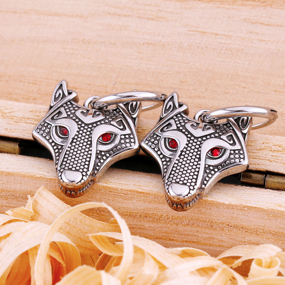 Vintage Vikings Wolf Drop Earrings For Men Fashion Celtic Rune Amulet Accessories Stainless Steel Hip Hop Biker Charm Jewelry