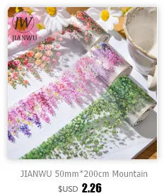 JIANWU 80mm*200cm Road View Series Vintage Travel Flower Landscape Material Collage Washi Tape Creative DIY Journal Stationery