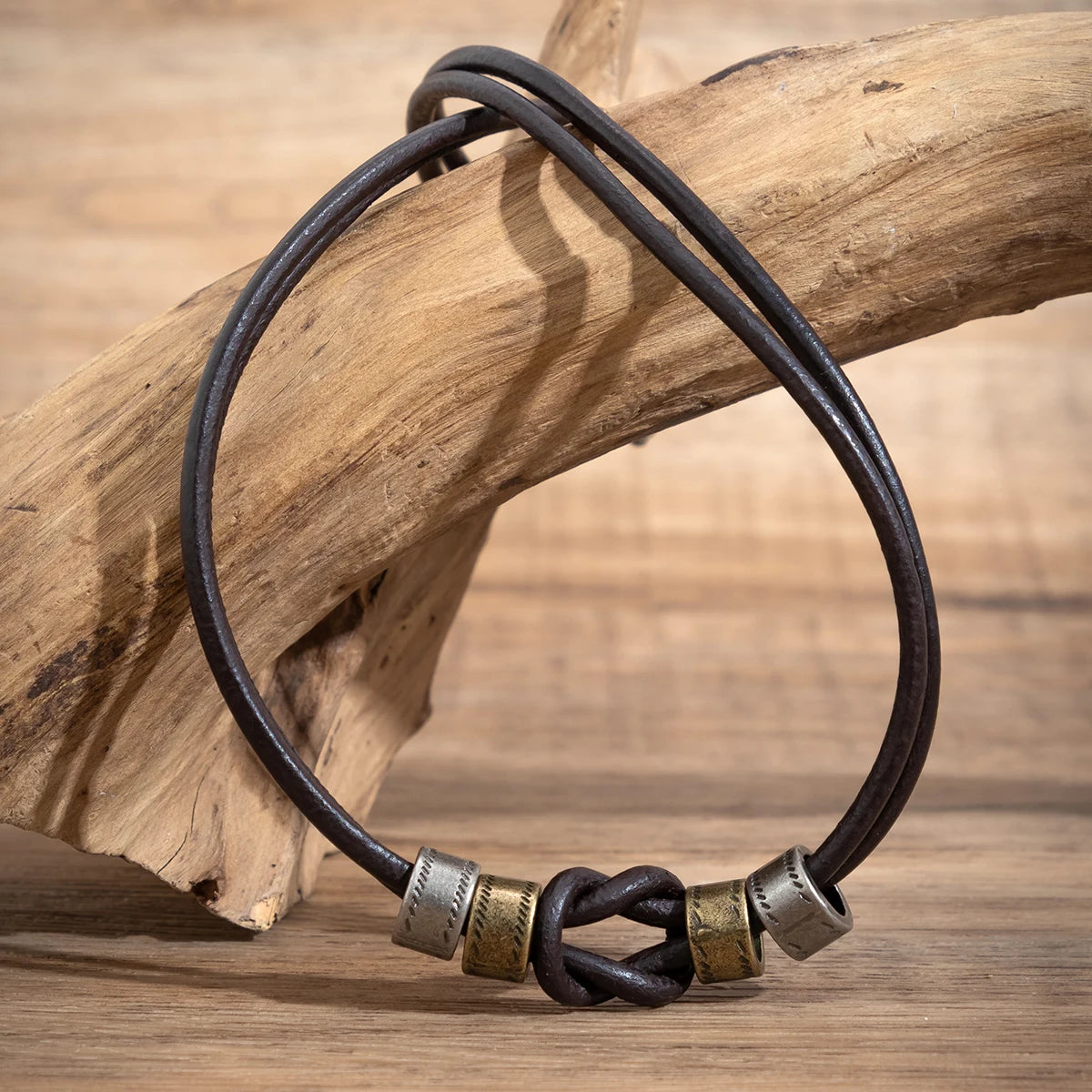 Vintage Pu Leather with Metal Beads Choker Necklace for Men Trendy Collar on the Neck Accessories 2023 Fashion Jewelry Male Gift