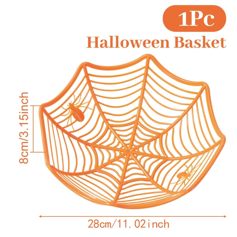Halloween Cobweb Candy Bowl Set Halloween Theme Party Decoration Kids Favors Pumpkin Ghost Basket Trick or Treat Party Supplies