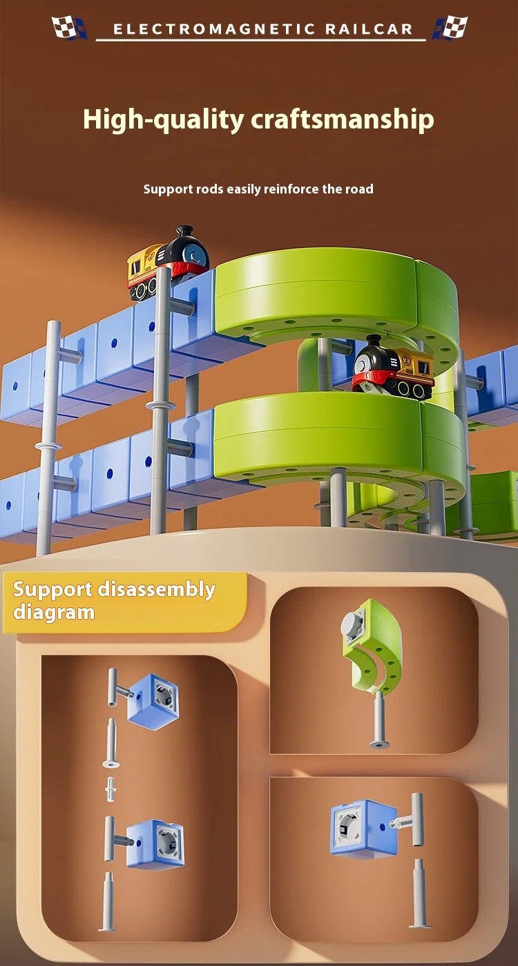 Magnetic Car STEM Racing Car Railtrack Set 2025 - Montessori Motorized Train & Gravity Maze Toy, Christmas Gift for Kids