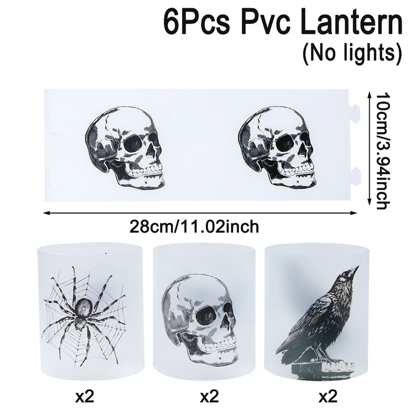 6pcs Halloween Pvc Lantern Ghost Pumpkin Bat Lampshade No Lights Halloween Party Home Table Decoration Haunted House Horror Prop