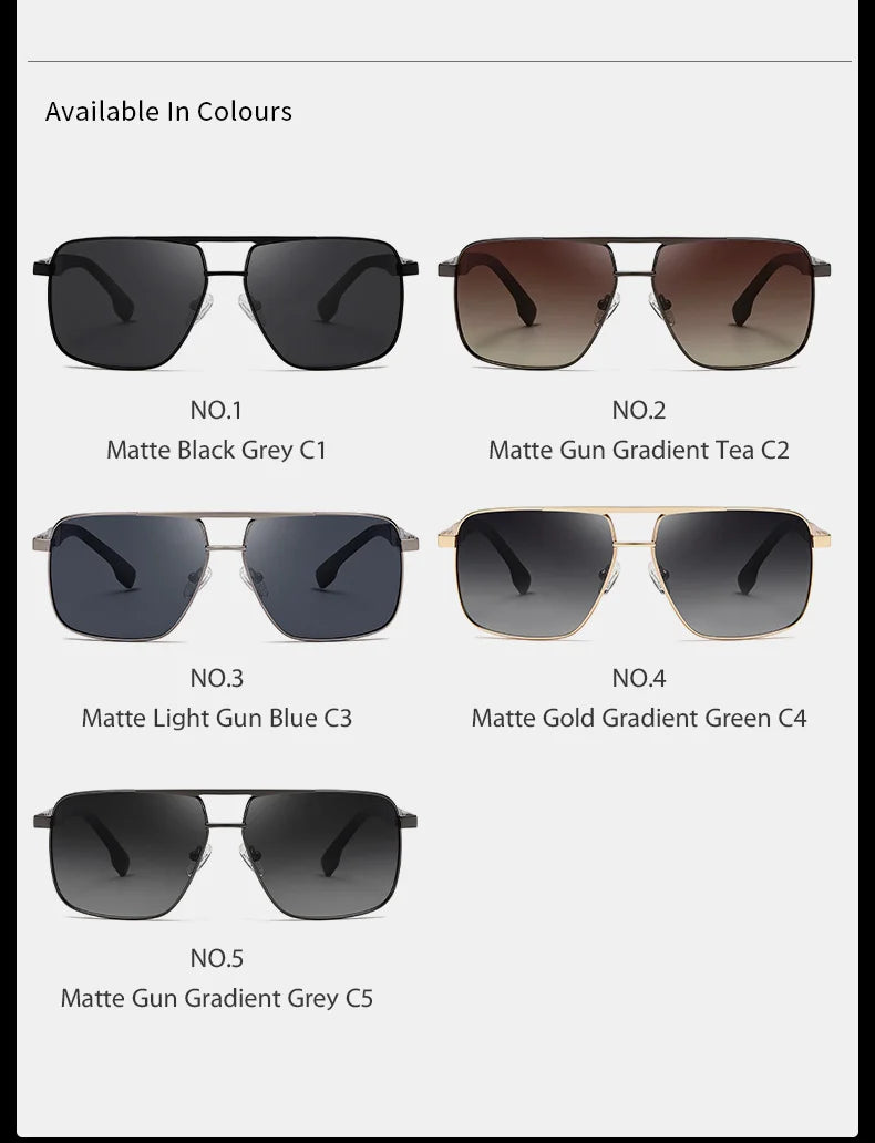 Men Sunglasses UV400 Polarized Sun Glasses Metal Square Eyeglasses Frame Driving Fishing Cycling Goggle Anti Glare Shade Eyewear