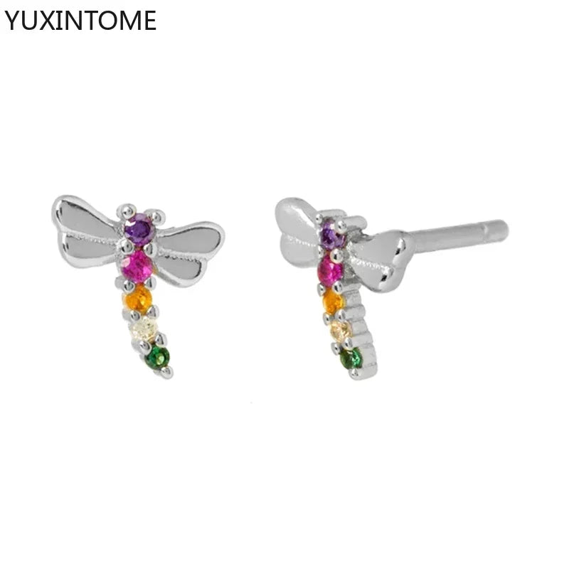 Colorful Crystal Earrings 925 Sterling Silver Ear Needle Stud Earrings for Women Cross Dangle Earrings Party Wedding Jewelry