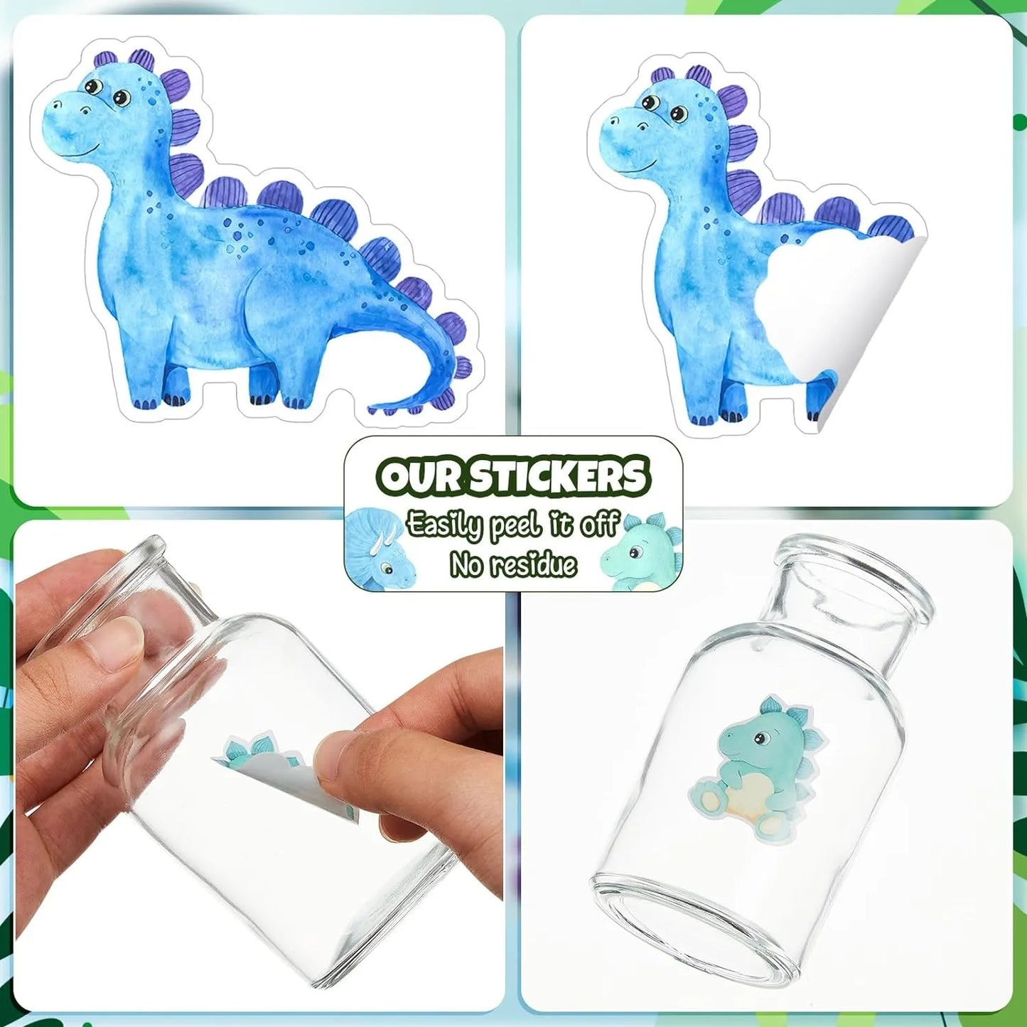 500Pcs/rolls 2.5cm/1inch Dinosaur Animal Anomaly Shaped Sticker Decoration Gift Box Sticker Label Stationery Sticker