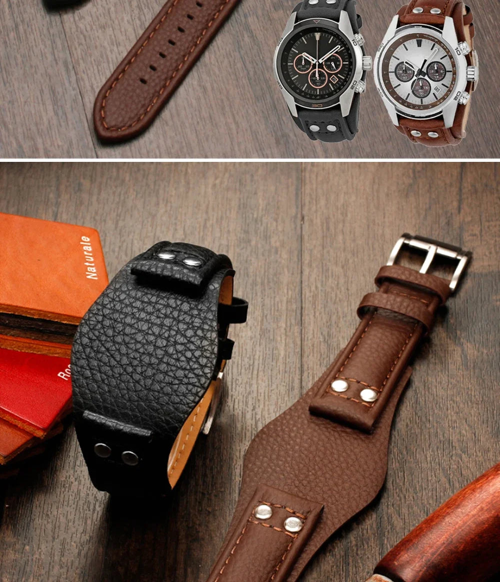 Genuine Leather Watchband 22mm strap With mat for fossil CH2891 CH3051 CH2564 CH2565 watch band handmade mens leather bracelet