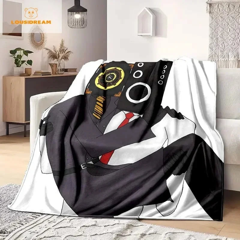 Skibidi Toilet Funny Flannel Blanket Flannel Warm Blanket Adults 3D Printed Coverlet Man Cave Sofa Camping Decor Christmas Gift