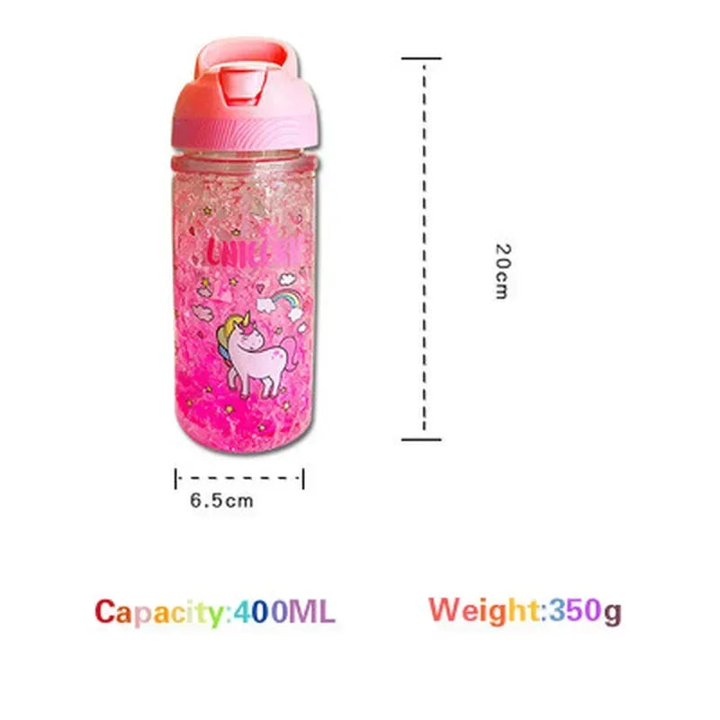 Stylish Double Straw Unicorn Ice Cup Summer Cold Drink Juice Coffee Water bottle Boy's Girl's Portable Plastic Cups Novelty Gift