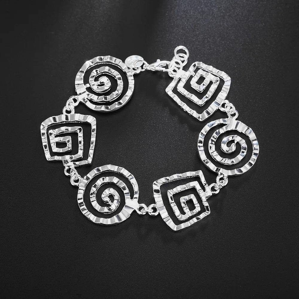 Factory direct fashion 925 Sterling Silver Bracelet for woman Retro round pattern chain trend jewelry Wedding party lady gift