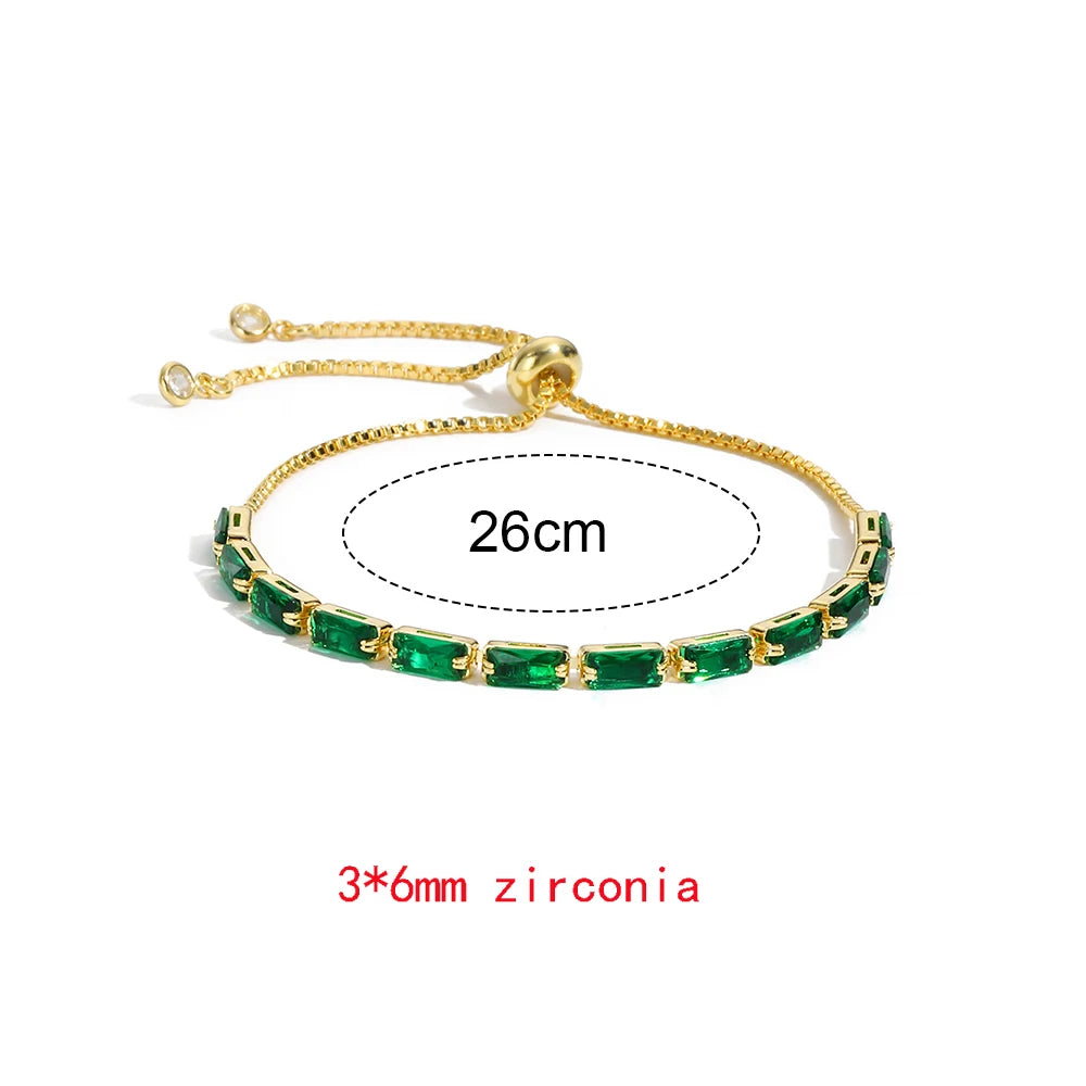 Luxury Rainbow Adjustable Multicolor Tennis Bracelets For Women Ladies Wedding Colorful Zircon Charm Bracelet Hand Chain Jewelry