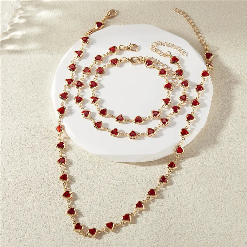 Exquisite Boho Candy Color Heart Shaped Crystal Bracelet for Women Fashion Charm Zircon Butterfly Pearl Metal Chain Bracelets