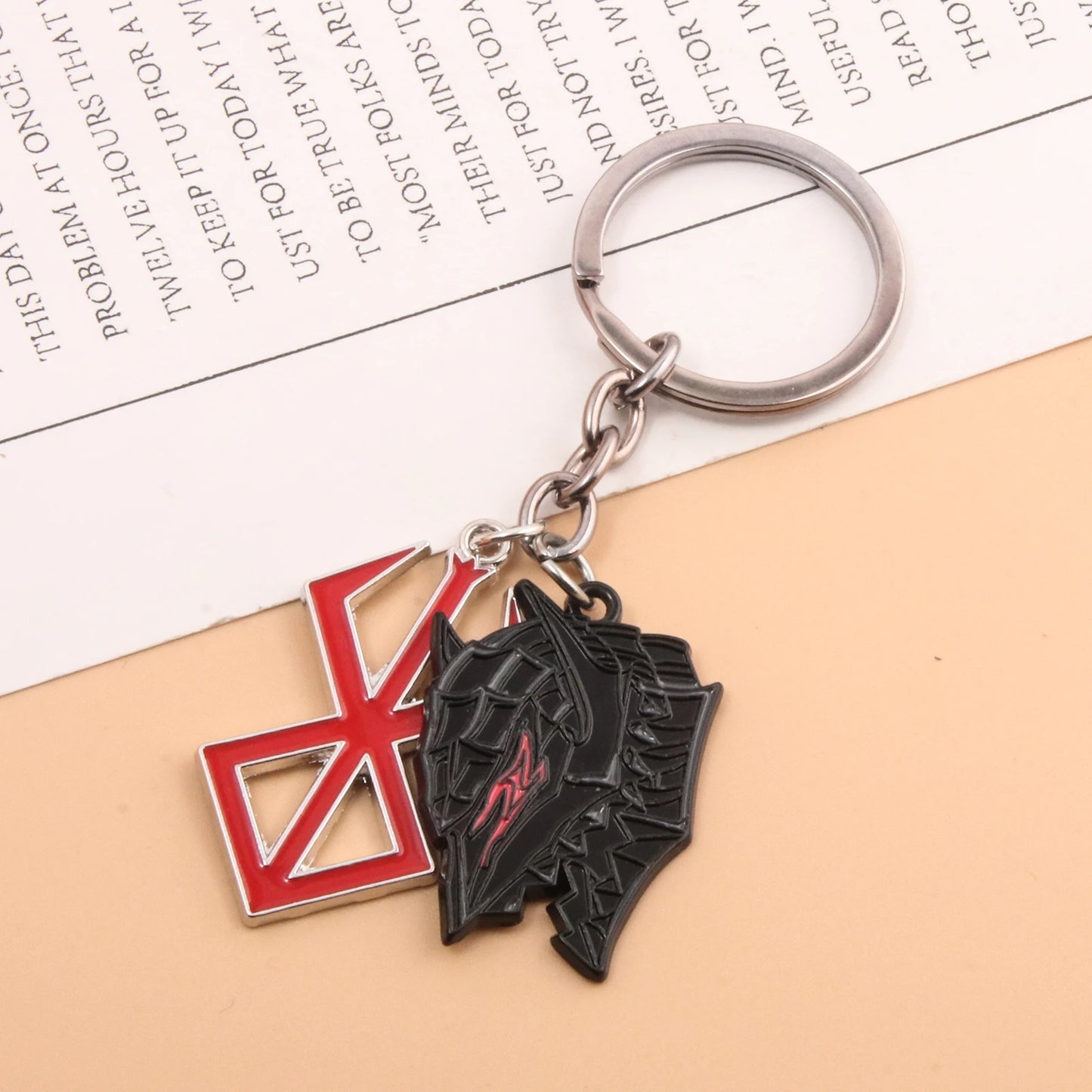 Cartoon Keychain Guts Helmet Key Chain Keyring Fashion Keychains for Men Women Anime Accessories Car Key Ring Pendant llaveros