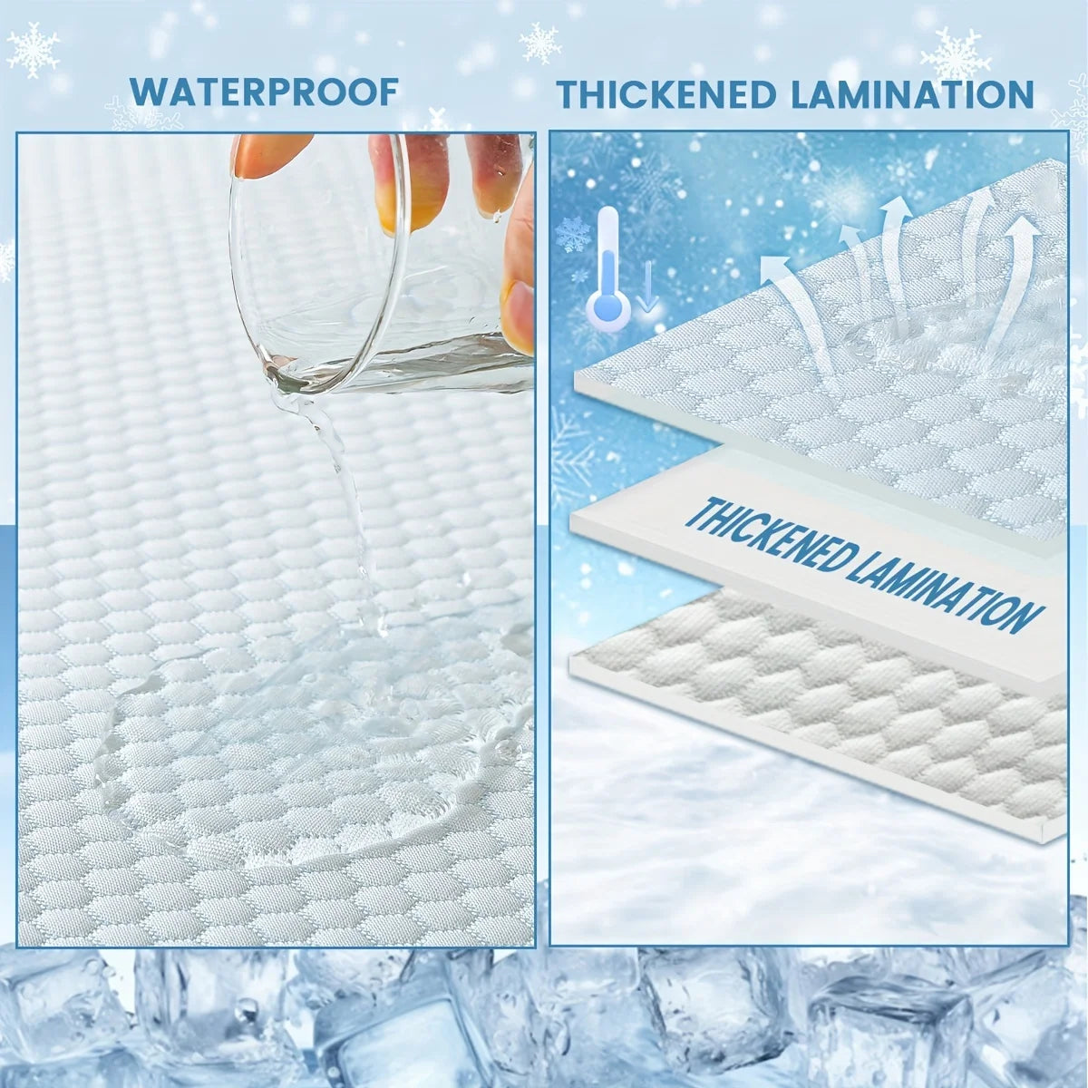 1 Pc Cooling fitted mattress topper waterproof fiitted sheet, Luxurious Soft for Hot Sleepers, Soft Fabric with Deep Pocket