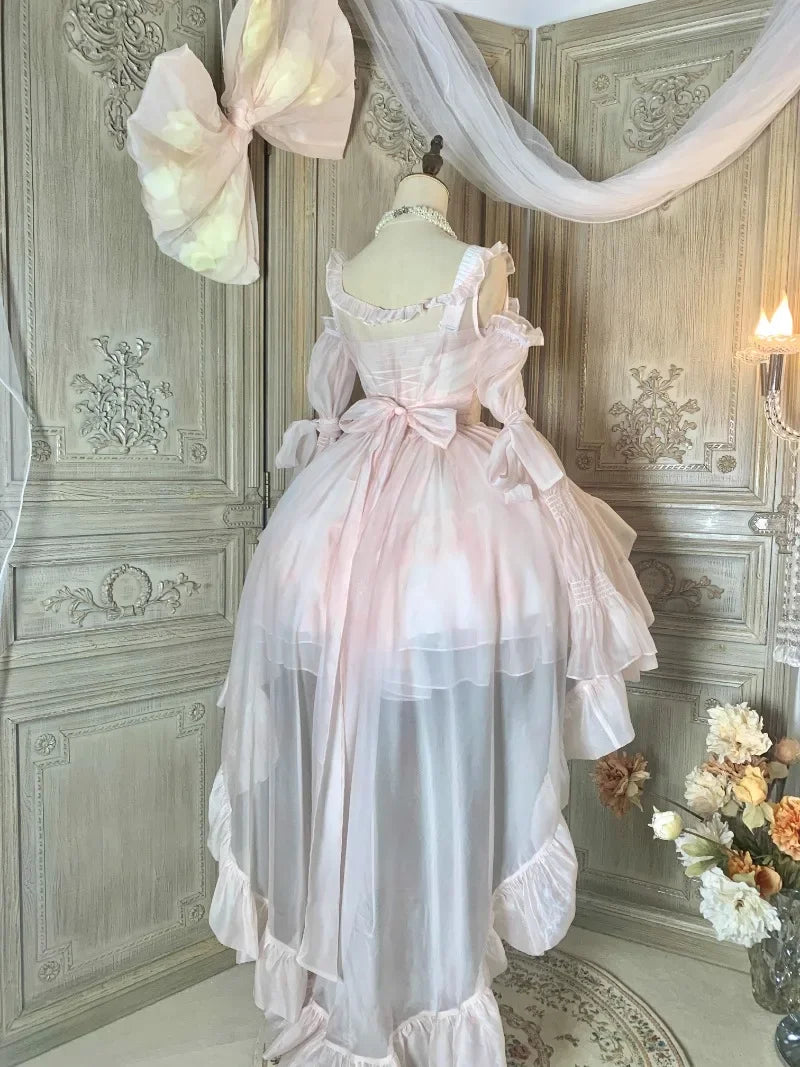 Japanese Lolita Y2k Princess Tutu Vestidos Trailing Big Bow High-end Light Luxury Birthday Dress Slim Fit Wedding Dresses Female