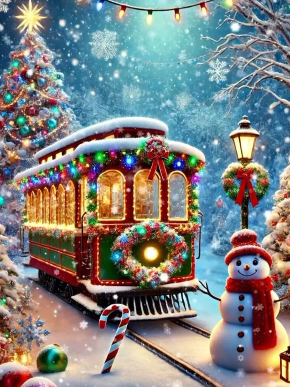 WYZDP 100% Fairy Dust Diamond Painting Christmas tree Diamond embroidery Christmas gift Stitch Diamond Art Full Crystal Decor