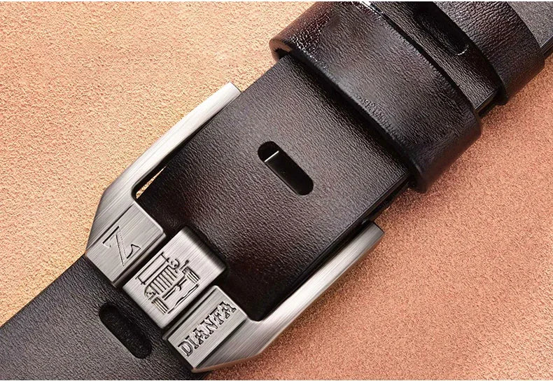 130CM Leather Cowhide Men's Belt Fashion Metal Alloy Pin Buckle Adult Luxury Brand Jeans Business Casual Waist Male Strap Brand