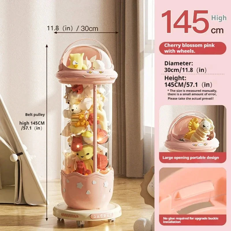 Astronaut Doll Storage Box Children's Plush Toys Storage Boxes Transparent Plastic Stuffed Home Storages Organization Zipper Bin
