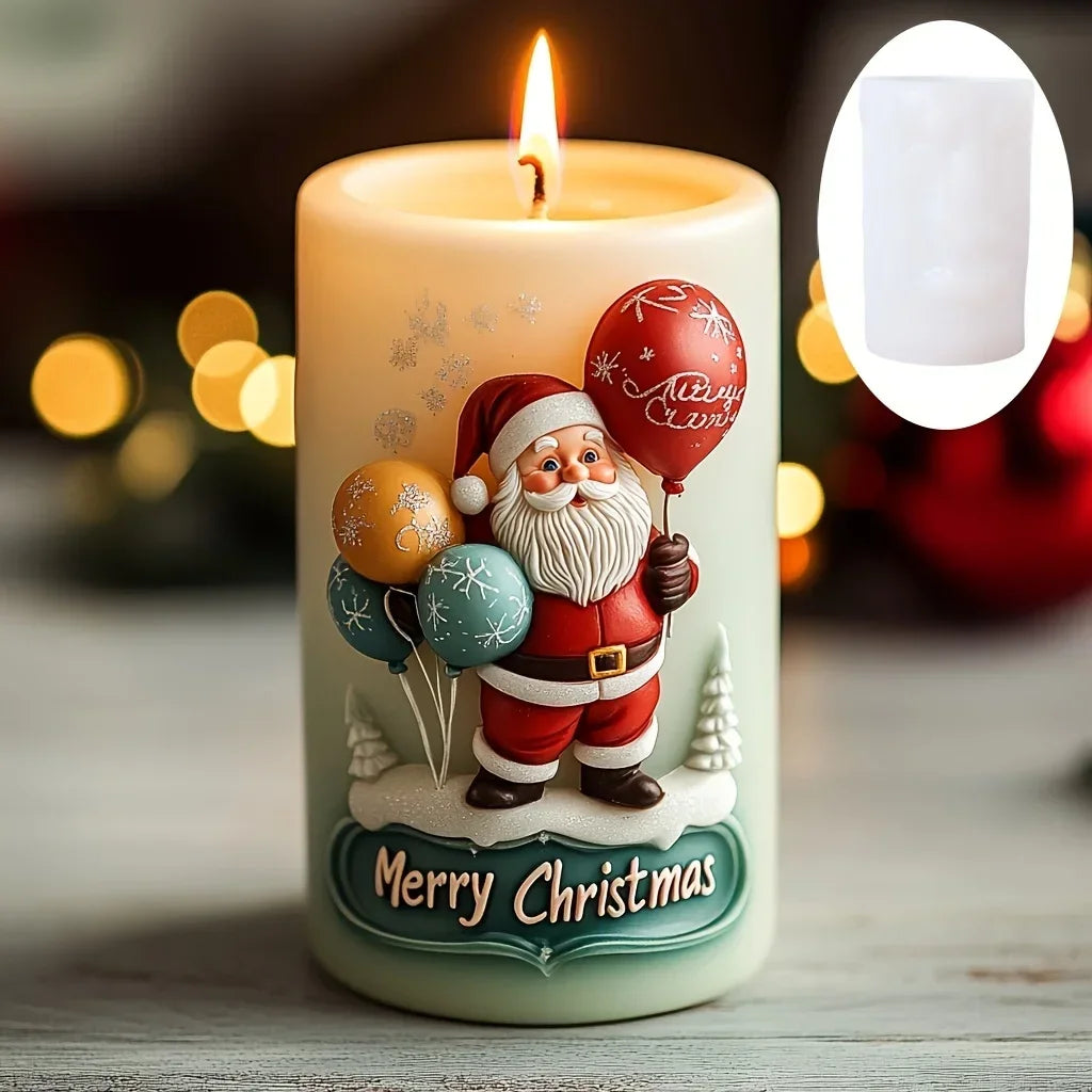 Santa Spherical Scented Candle Silicone Mold Wear Hat Santa Spherical Resin Mould Santa Relief Plaster Molds Christmas Gift