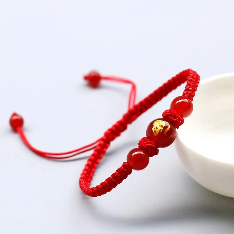 Good Luck 12 Constellation Zodiac Sign Braided Animal Couples Bracelet for Men Women Red Rope Bracelet New Year Jewelry Gift