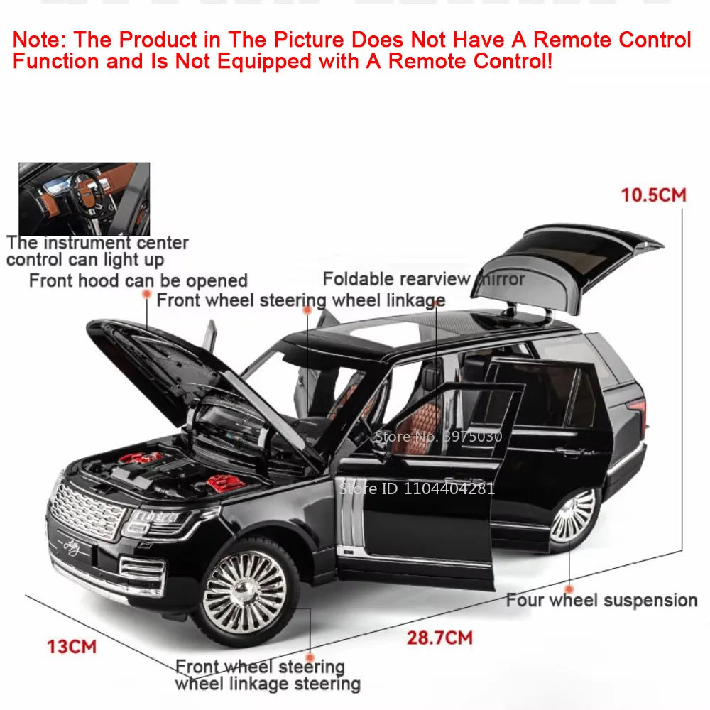 1:18 RS7 Range Rover Alloy Car Model Diecast Toy Sound Light 6 Doors Opened Shock Absorption Miniature Vehice Kid Christmas Gift