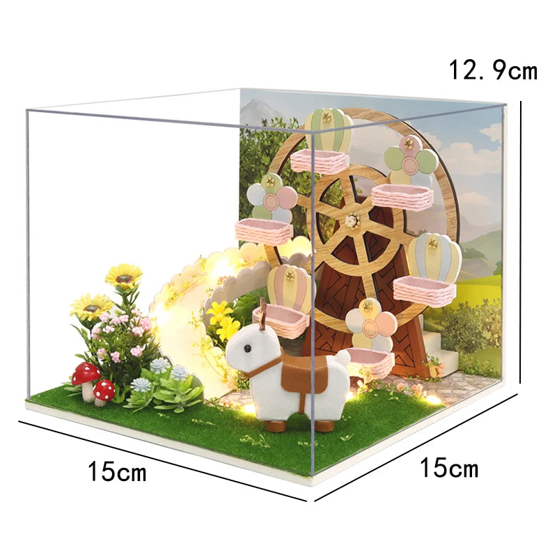 DIY Book Nook Kit Wooden Doll House 3D Puzzle Assembly Toy Home Bookend  Bookshelf Insert With Furniture Toys For Christmas Gift
