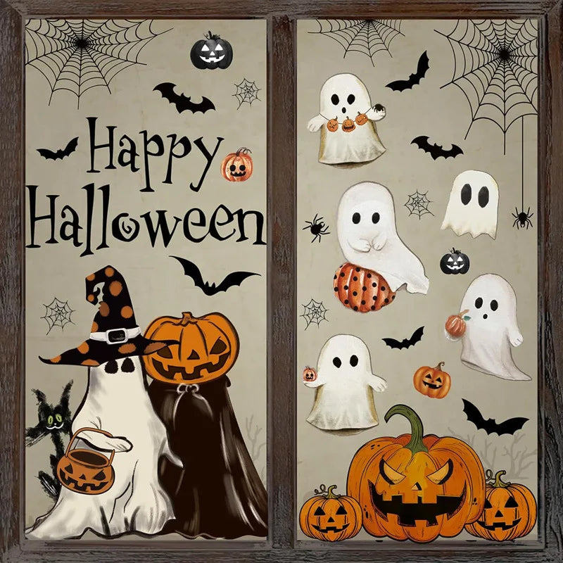 Halloween Window Decoration Stickers Ghost Scene PVC Self-Adhesive Glass Clings Holiday Atmosphere Decor Clearance Sale Set