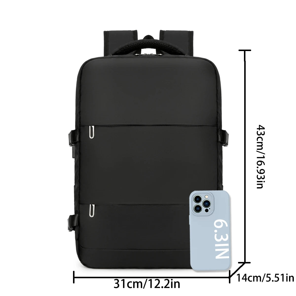 Travel Waterproof Oxford Fabric Dry/Wet  Multifunctional Backpack USB Port Shoe Compartment Trolley Sleeve for Gym/Trips Pockets
